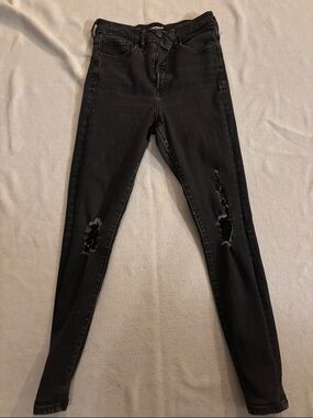 Express Black Distressed Skinny Jeans - Women's